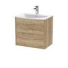 Hudson Reed Juno 600mm Wall Hung 2 Drawer Vanity & Curved Basin - Autumn Oak