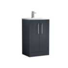 Nuie Deco 500mm Floor Standing 2 Door Vanity & Basin 4 - Satin Anthracite