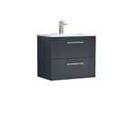 Nuie Deco 600mm Wall 2 Drawer Vanity & Basin 2 - Grey