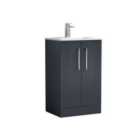 Nuie Deco 500mm Floor Standing 2 Door Vanity & Basin 2 - Satin Anthracite