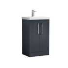 Nuie Deco 500mm Floor Standing 2 Door Vanity & Basin 3 - Satin Anthracite