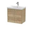 Hudson Reed Juno 600mm Wall Hung 2 Door Vanity & Thin-Edge Basin - Autumn Oak