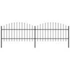 vidaXL Garden Fence With Spear Top Steel (1-1.25)x3.4 M Black