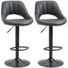 HOMCOM Barstools Set Of 2 Adjustable Swivel Height Gas Lift Pu Leather Chairs