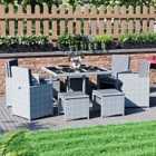 Garden Vida Cuba 8 Seater Rattan Garden Furniture Set Wicker Folding Chair Table Stool Outdoor Patio, Grey