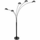 Globo Seymour Black 5 Arm Floor Lamp With Black Marble Base
