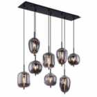 Globo Smoky 8 Light Black Pendant With Smoked Shades