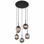 Globo Smoky 5 Light Cluster Pendant