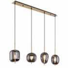 Globo Smoky 4 Light Gold Pendant