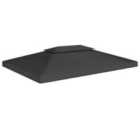 vidaXL 2-Tier Gazebo Top Cover 310 g/m 4x3 m Black