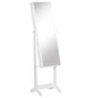 HOMCOM Freestanding Jewellery Cabinet Mirror Lockable Organiser White