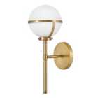 Hinkley Hollis 1 Light Heritage Brass Opal Glass Wall Light
