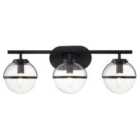Hinkley Hollis 3 Light Black Clear Seeded Opal Glass Wall Light