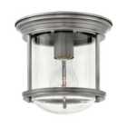 Hinkley Hadrian 1 Light Clear Glass Flush Mount - Antique Nickel