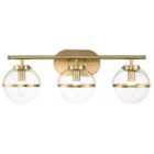 Hinkley Hollis 3 Light Heritage Brass Clear Seeded Opal Glass Wall Light