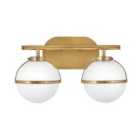 Hinkley Hollis 2 Light Heritage Brass Opal Glass Wall Light