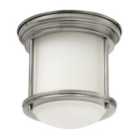 Hinkley Hadrian 1 Light Opal Glass Flush Mount - Antique Nickel