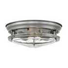 Hinkley Hadrian 2 Light Clear Glass Flush Mount - Antique Nickel