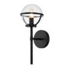 Hinkley Hollis 1 Light Black Clear Seeded Opal Glass Wall Light