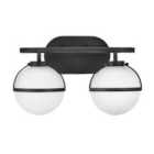 Hinkley Hollis 2 Light Black Opal Glass Wall Light