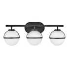 Hinkley Hollis 3 Light Black Opal Glass Wall Light