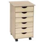 Tectake Child Filing Cabinet Chest On Wheels w/ 6 Drawers - Light Oak Sonoma
