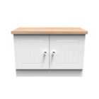 Ready Assembled Wilcox Low 2 Door Unit - Porcelain Ash and Oak
