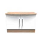Ready Assembled Fourrisse Low 2 Door Unit - White Gloss and Bardolino Oak