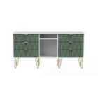 Ready Assembled Copenhagagen 6 Drawer Tv Unit With Legs - Labradore Green and White