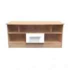 Ready Assembled Fourrisse Open Tv Unit - White Gloss and Bardolino Oak