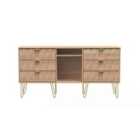 Ready Assembled Copenhagagen 6 Drawer Tv Unit With Legs - Bardolino Oak