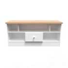 Ready Assembled Wilcox Open Tv Unit - Porcelain Ash and Oak