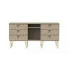 Ready Assembled Copenhagagen 6 Drawer Tv Unit With Legs - Mushroom