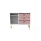 Ready Assembled Copenhagagen 3 Drawer Tv Unit With Legs - Kobe Pink and White