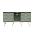 Ready Assembled Hirato 6 Drawer Tv Unit With Legs -Reed Green