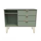 Ready Assembled Hirato 3 Drawer Tv Unit With Legs -Reed Green