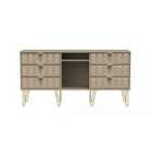 Ready Assembled Cuba 6 Drawer Tv Unit With Legs - Mushroom