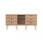 Ready Assembled Cuba 6 Drawer Tv Unit With Legs - Bardolino Oak