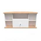 Ready Assembled Wilcox Corner Tv Unit - Porcelain Ash and Oak