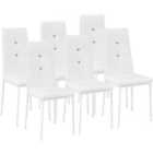 Tectake 6 Dining Chairs w/ Rhinestones - White
