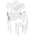 Tectake 7 Drawer Dressing Table w/ Mirror And Stool - White