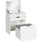 HOMCOM Dressing Table With Mirror and Stool Vanity Table With Storage - White