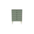 Ready Assembled Hirato 5 Drawer Chest -Reed Green