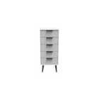 Ready Assembled Hirato 5 Drawer Locker - Grey Matt and White