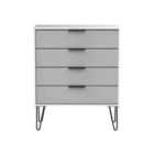 Ready Assembled Hirato 4 Drawer Chest - Grey Matt and White