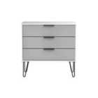 Ready Assembled Hirato 3 Drawer Chest - Grey Matt and White