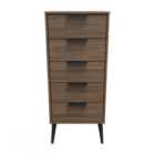 Ready Assembled Hirato 5 Drawer Locker - Carini Walnut