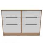 Ready Assembled Barquero 6 Drawer Midi Chest - White Matt and Bardolino Oak