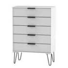 Ready Assembled Hirato 5 Drawer Chest - Grey Matt and White
