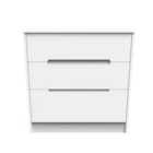Ready Assembled Barquero 3 Drawer Deep Chest - White Matt